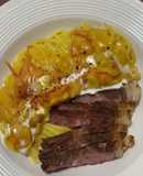 Korean Curry Pasta + Steak