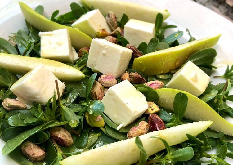 Insalata portulaca, (porcacchia) pere e feta