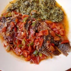 A picture of Wet Fried Fish with Kienyeji.