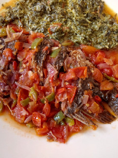 A picture of Wet Fried Fish with Kienyeji.