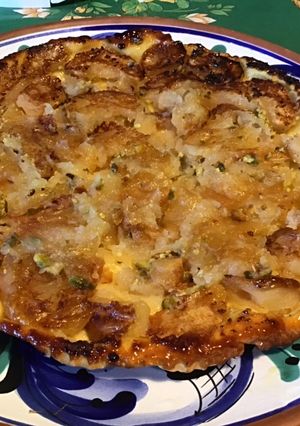 Une photo de Tarte renversée pommes et pistaches (pâte brisée à la crème)