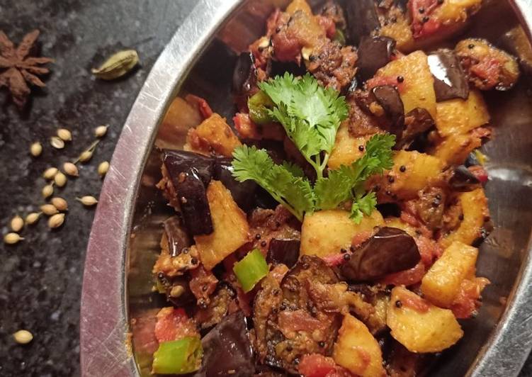 Recipe of Quick Brinjal and potato dry