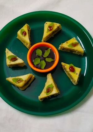 A picture of Moong daal dhokla.
