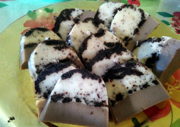 Bumbu Puding susu OreLo (oreo + milo) | Langkah Membuat Puding susu OreLo (oreo + milo) Yang Enak Dan Mudah