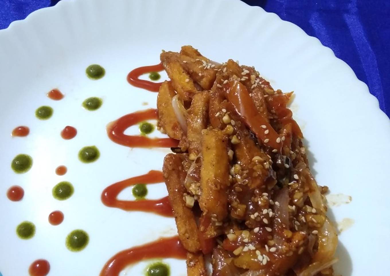 Potatoes with honey and chili