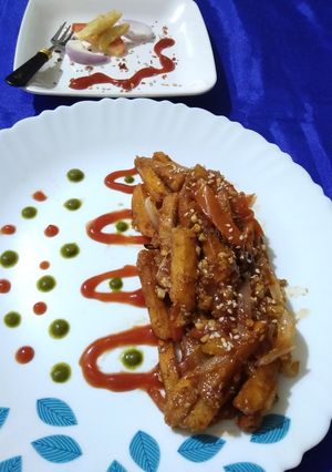 A picture of Honey Chilli Potatoes.