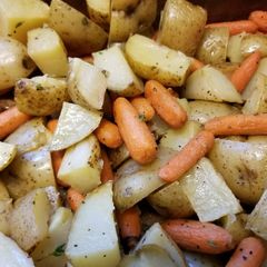 Oven-roasted Potatoes and Carrots with Thyme A picture of Oven-roasted Potatoes and Carrots with Thyme.