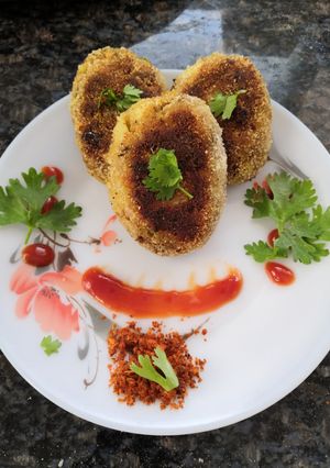 A picture of Veg kheema soya cutlet.