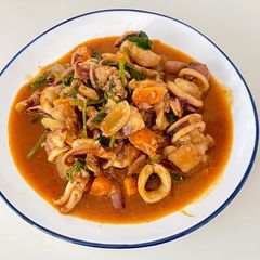 Stir-fried Squid with Salted Egg Yolk A picture of Stir-fried Squid with Salted Egg Yolk.