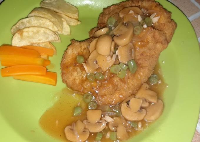 Resep memasak Steak ayam &#34;chicken steak mushrooms sauce homemade&#34; dijamin lezat