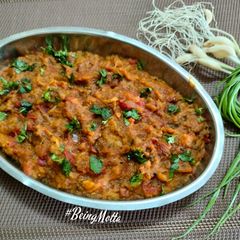 A picture of Baigan Bharta/ Ringna No Olo sabzi.