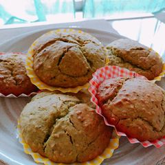Japanese green tea sesame muffin♪ A picture of Japanese green tea sesame muffin♪.