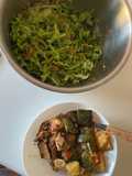 Curgete salteada com frango