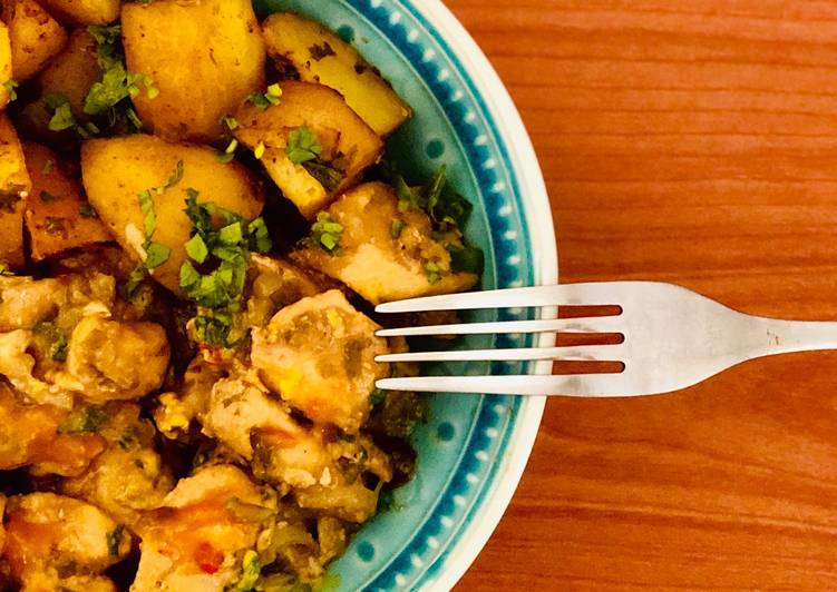 Easiest Way to Make Any-night-of-the-week Curried potatoes & turmeric chicken