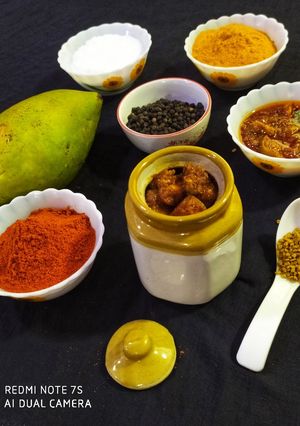 A picture of Instant Raw Mango Pickle..!.