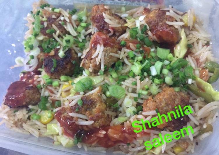 Recipe of Speedy Meat ball rice with vegetables