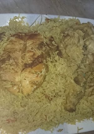 A picture of Sajji with rice.