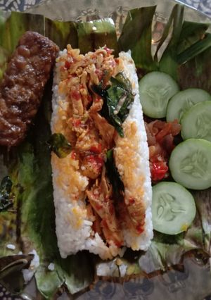 Foto resep Nasi bakar ayam pedas