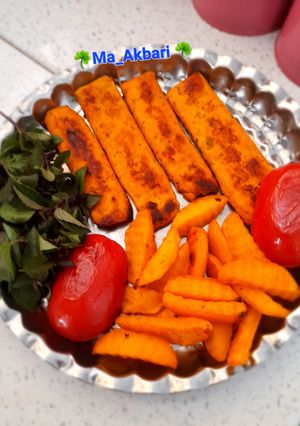 عکسی از دستور 🌺سیبزمینی تنوری و کباب مرغ در فر