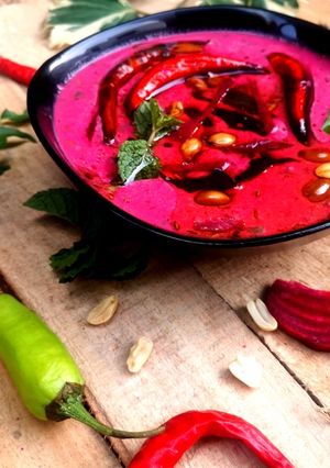 A picture of Chuqandar raita /beetroot.