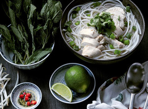 A picture of Pho Ga, Vietnamese Chicken Noodle Soup.