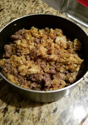 A picture of Sage sausage stuffing.