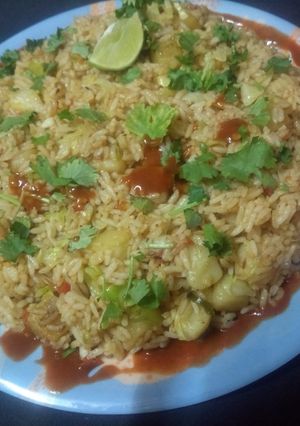 A picture of Desi tadka rice(fried rice).