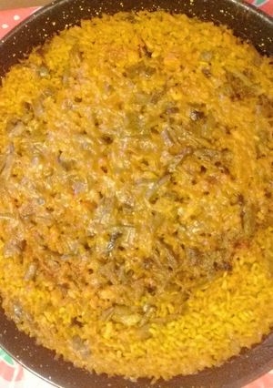 Una foto de Paella ciega de marisco