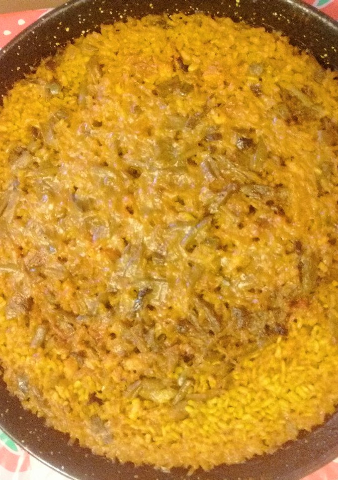 Una foto de Paella ciega de marisco