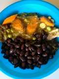 Bisteces en salsa verde con verduras