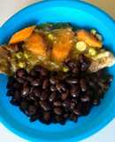 Bisteces en salsa verde con verduras