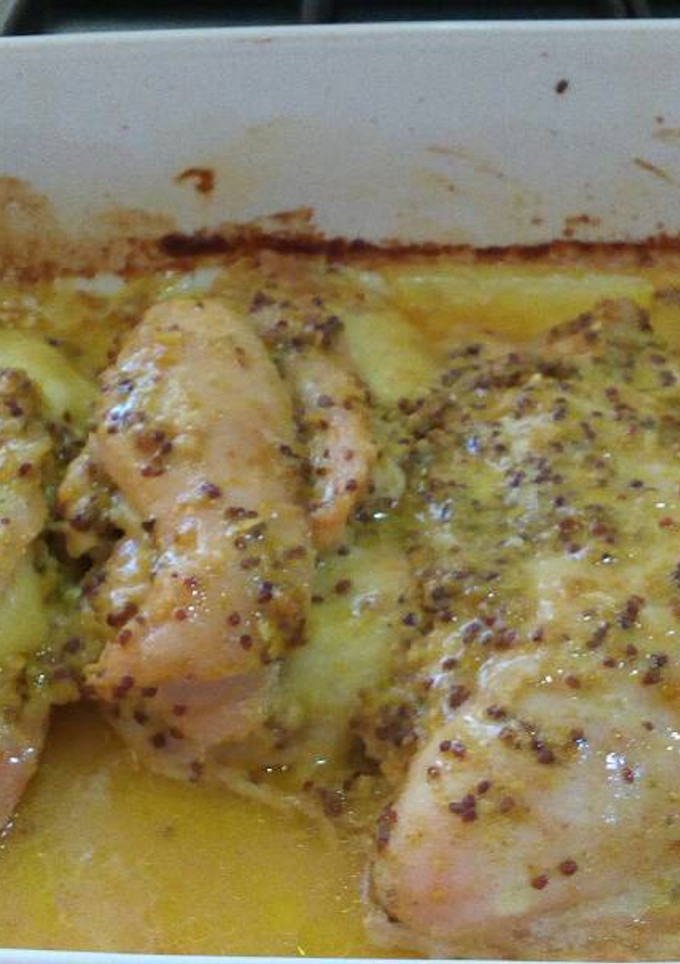 Una foto de Pechugas a la mostaza rellenas de mozzarella
