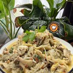 A picture of Cendawan tiram enoki dan telur.
