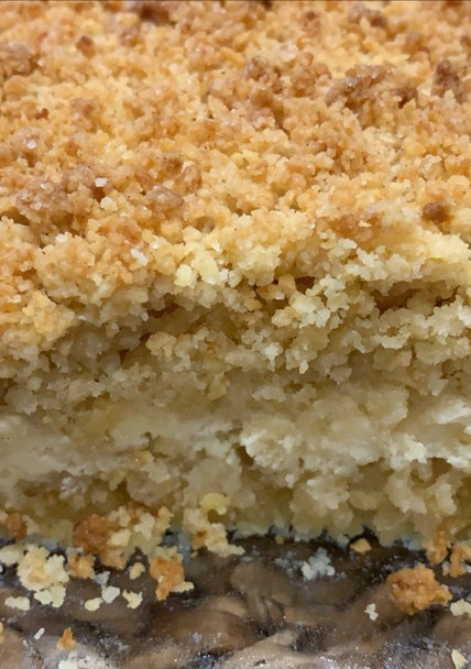 Una foto de Tarta crumble con chocolate blanco
