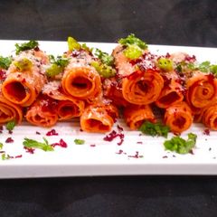 Beetroot Khandvi A picture of Beetroot Khandvi.
