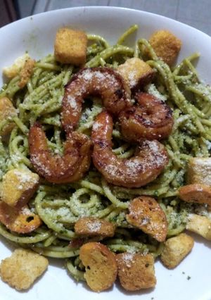 Una foto de Pasta al pesto