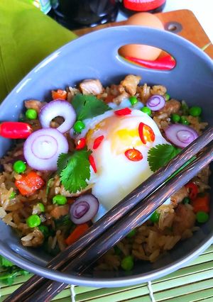 Une photo de Riz sauté, Fried rice, Khao pad, Bay tcha