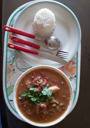 Una foto de Frijoles tiernos con Cerdo al dorado
