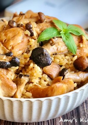 A picture of Three Cup Chicken Rice / Rice Cooker Recipe.