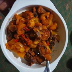 A picture of Irish and plantain sauté.