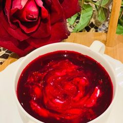 A picture of Creamy Carrots, Beetroot and Tomato soup.