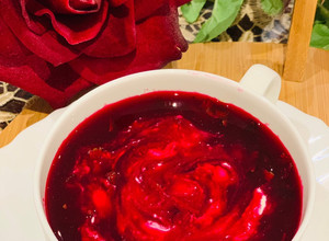 A picture of Creamy Carrots, Beetroot and Tomato soup.