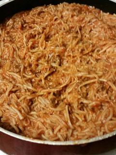 A picture of Beefy Tomato Pasta Sauce with Vermicelli .