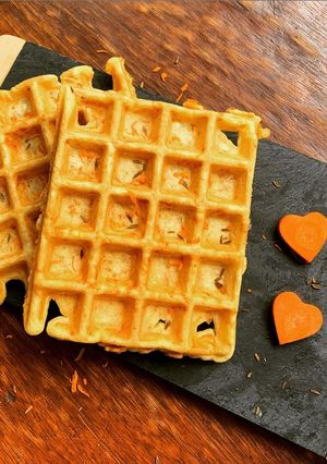 Une photo de ☆Gaufres Salées Carottes et Cumin☆
