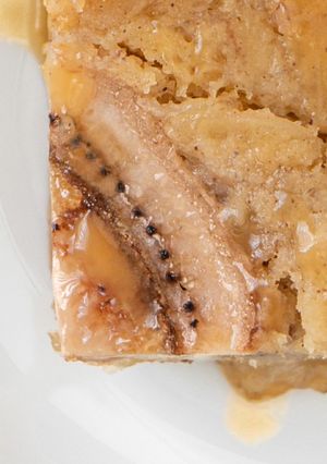 A picture of Whiskey Caramel and Banana Self-saucing Pudding.