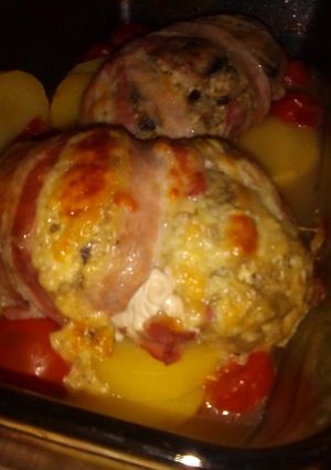 Gombás krémtúróval töltött csirkemell recept fotója