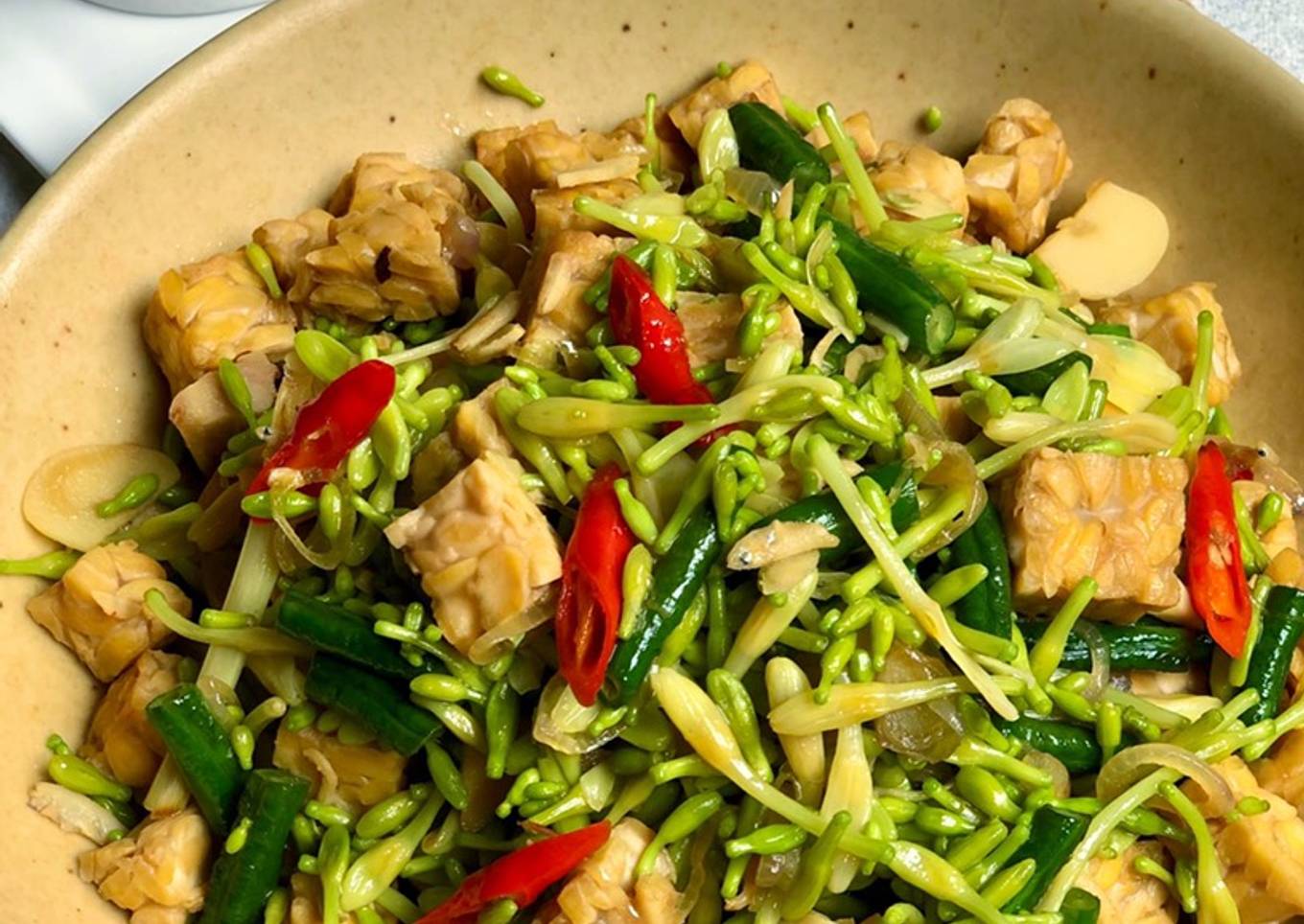 Oseng Bunga Pepaya Tempe