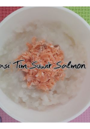 Foto resep MPASI 8+ nasi tim suwir salmon