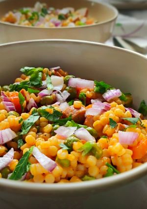 Virslis-tarhonyás egytálétel 🥘 recept fotója