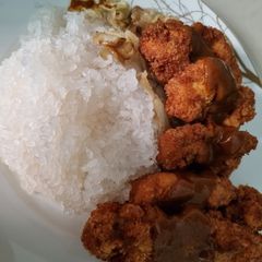 A picture of Keto japanese chicken katsu and its curry.
